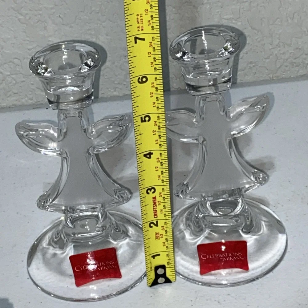 Celebrations By Mikasa Candlestick Candle Holders Angel Set Of 2 Crystal Angels